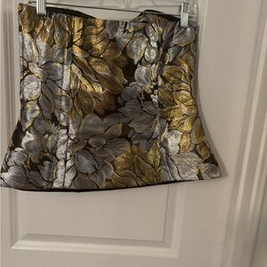 Lilly Pulitzer Gold and Silver Floral Strapless Top